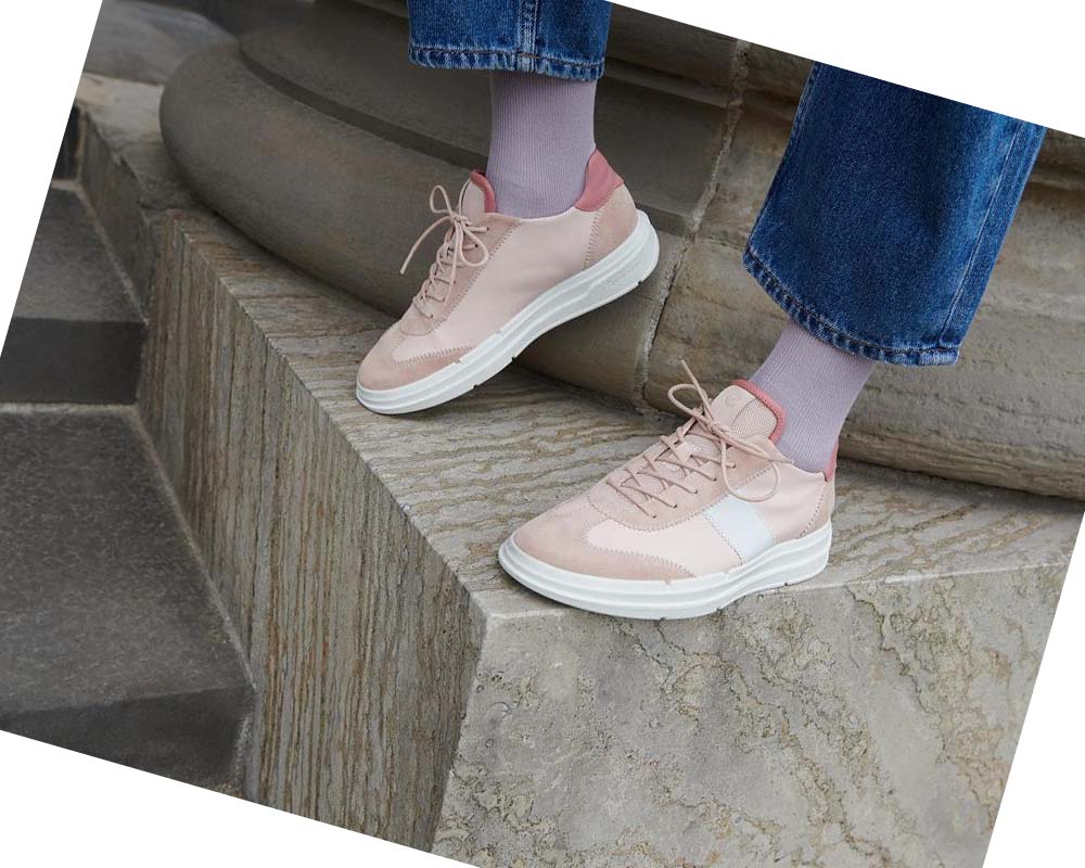 Women's Ecco Soft X Retro-inspired Sneakers Pink / Rose / White | USA 253ZUT